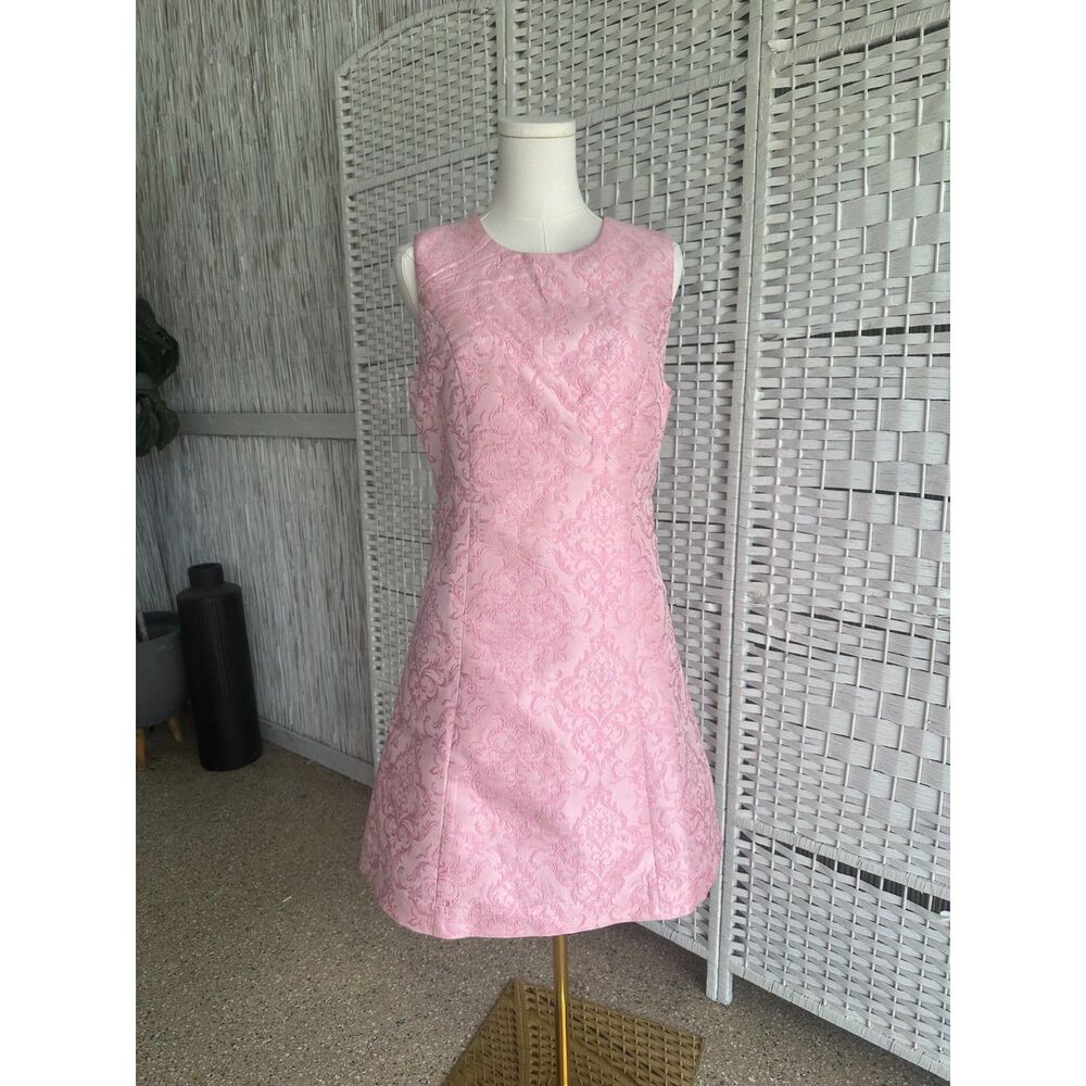 BNWT Bridgerton Women's Medium M Pink Damask Pearl Cutout Heart Mini Dress